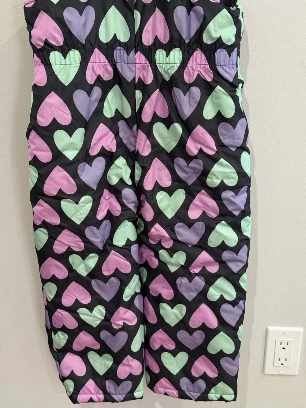 Pink Platinum 5/6 Kids Black Heart Snow Bib Overalls Pink & Mint Hearts 560
